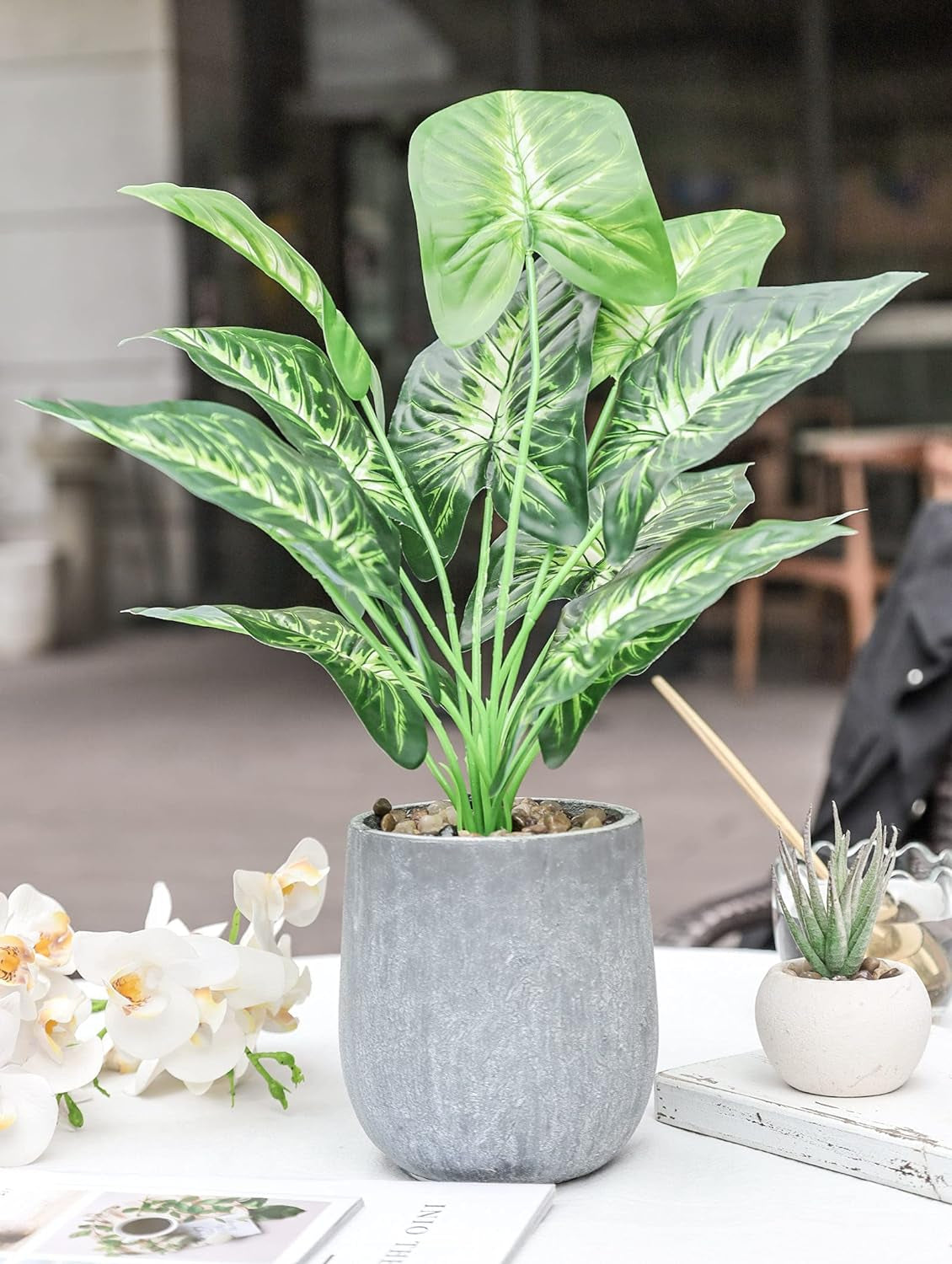 16'' Fake Plants Artificial Potted Greenery Faux Plants for Office Desk Home Bathroom Decor