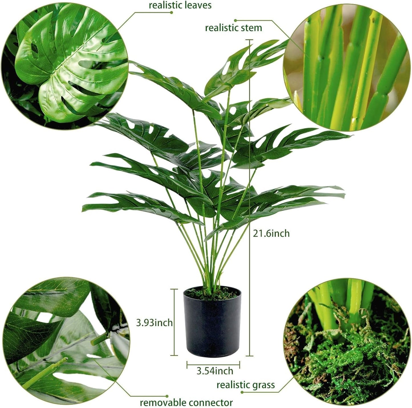 19" Large Fake Plants Artificial Palm Tree in Pot for Indoor and Outdoor Home Office Decor