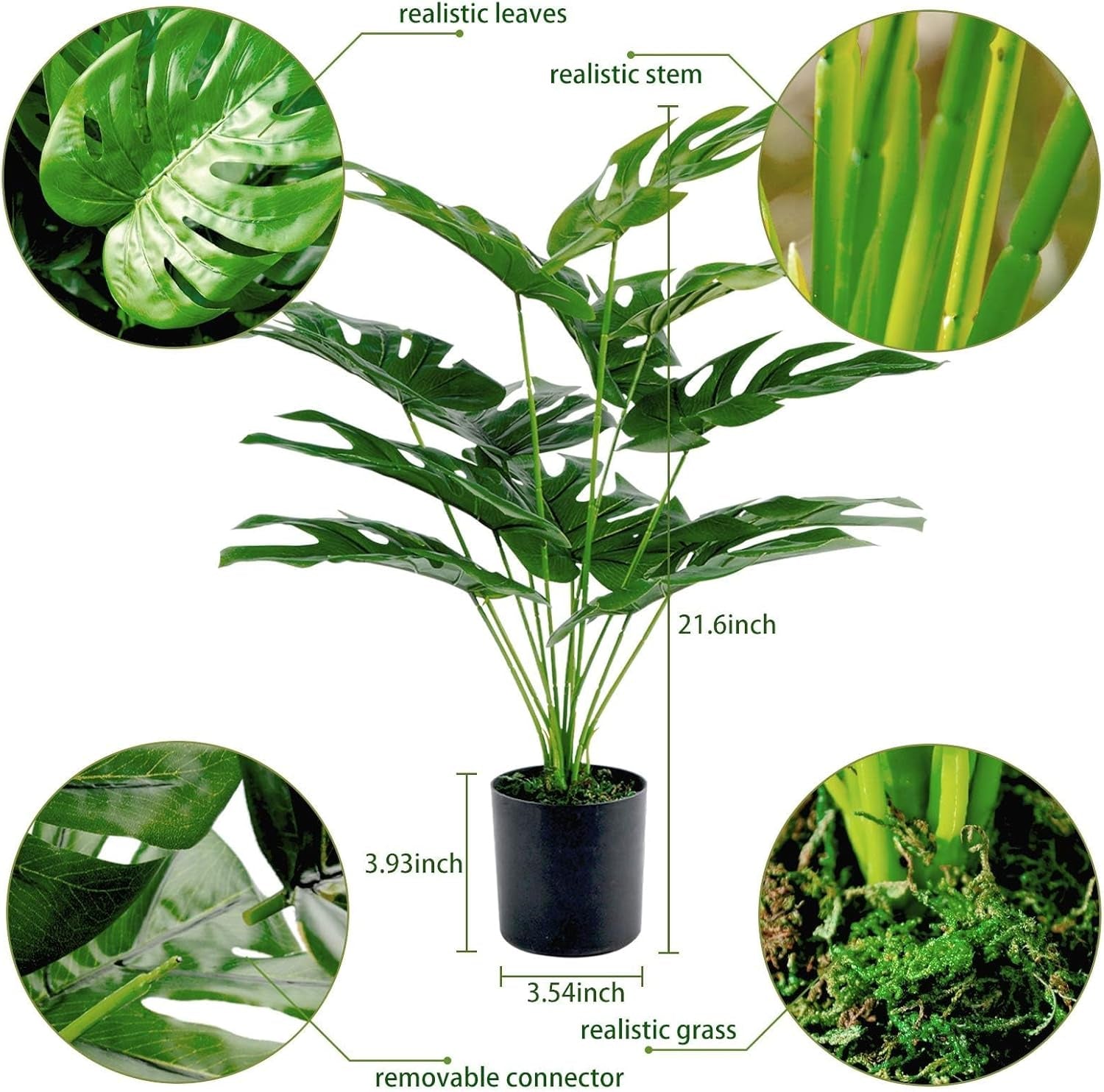 19" Large Fake Plants Artificial Palm Tree in Pot for Indoor and Outdoor Home Office Decor