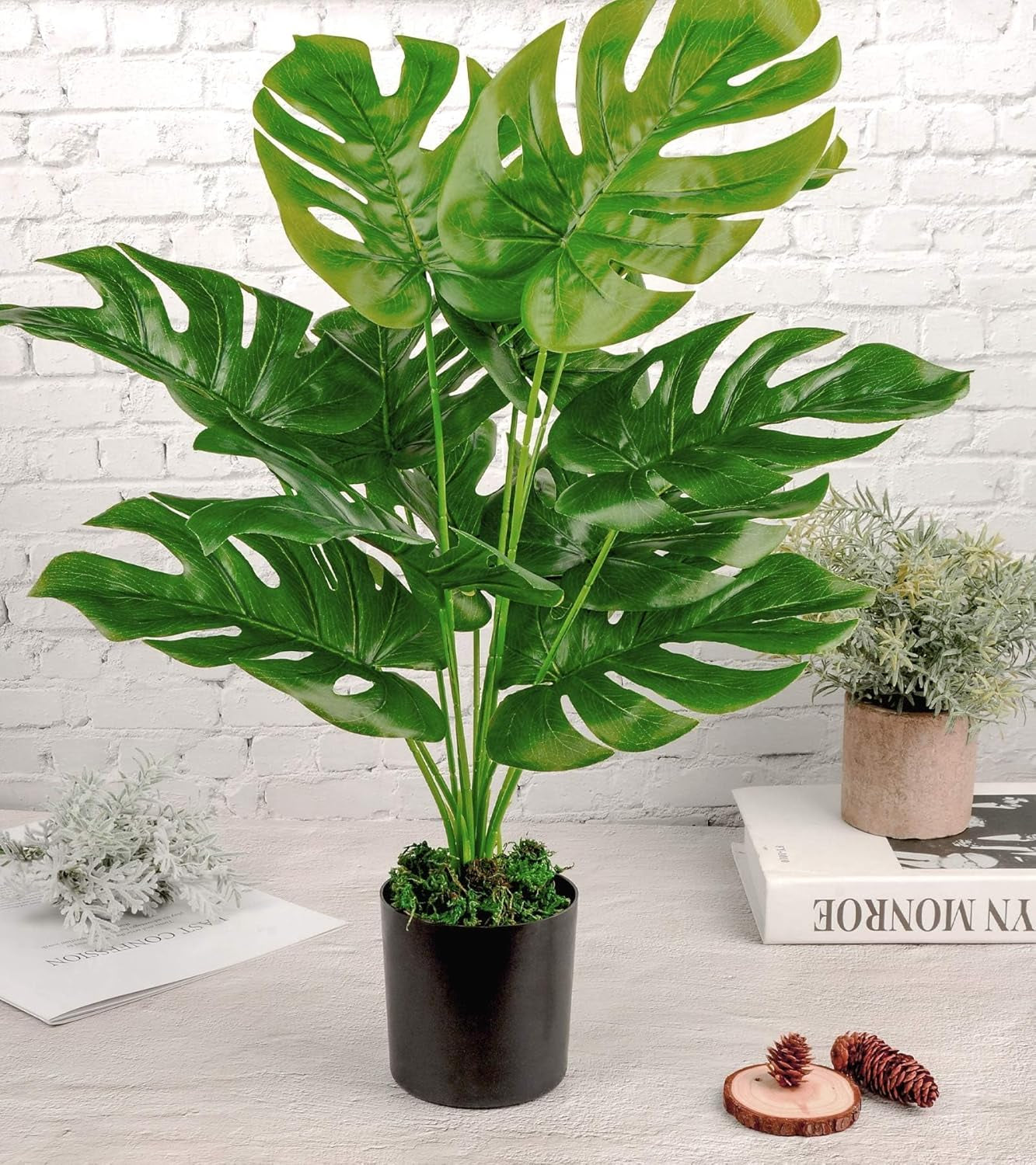 19" Large Fake Plants Artificial Palm Tree in Pot for Indoor and Outdoor Home Office Decor