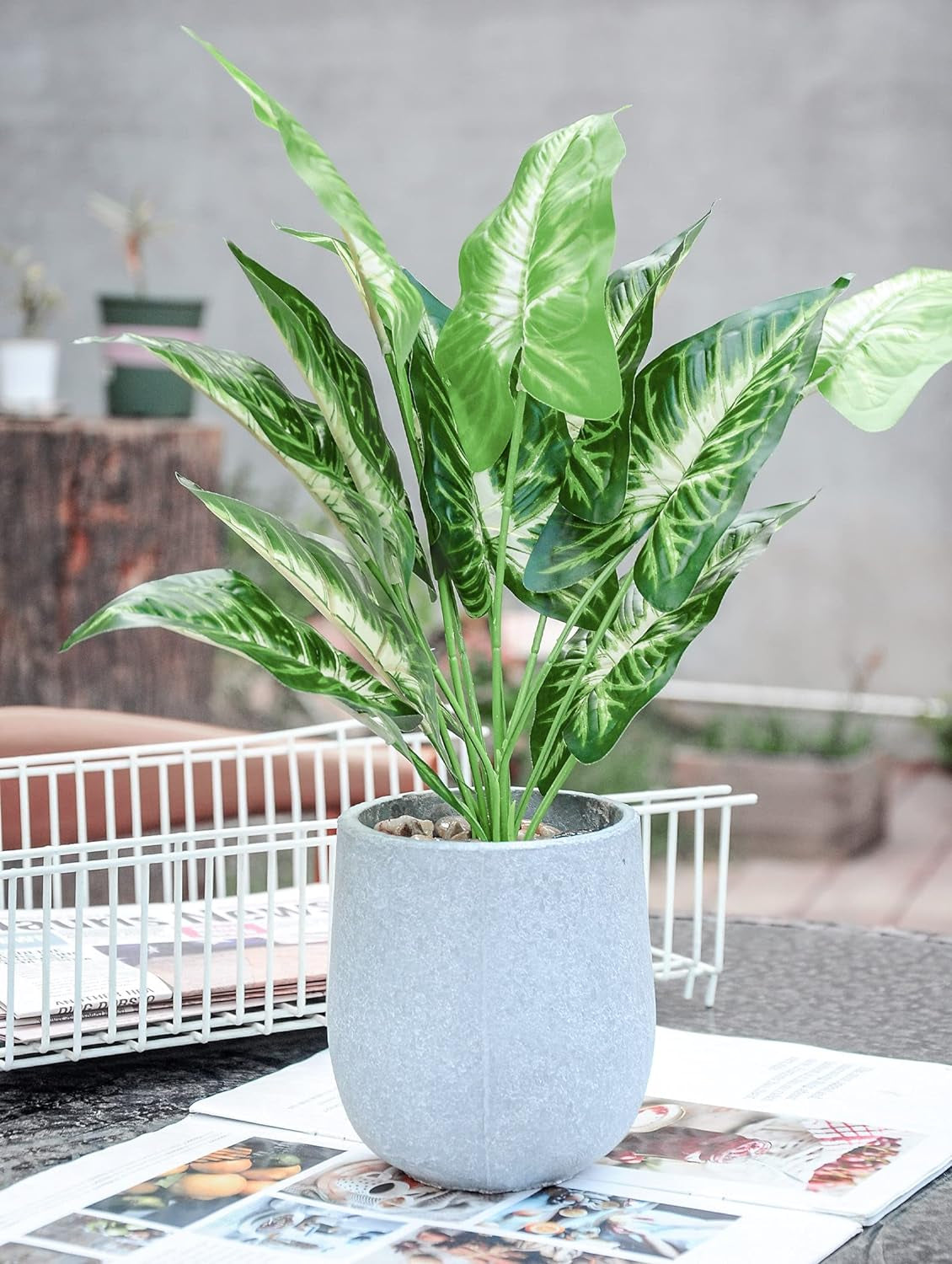 16'' Fake Plants Artificial Potted Greenery Faux Plants for Office Desk Home Bathroom Decor