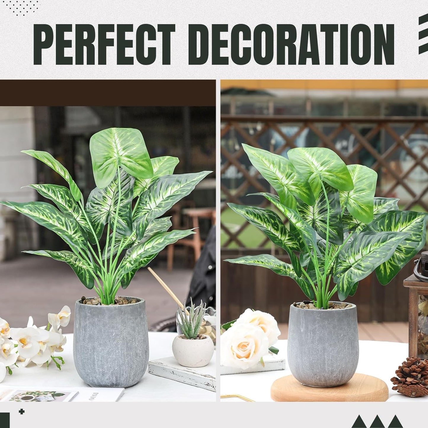 16'' Fake Plants Artificial Potted Greenery Faux Plants for Office Desk Home Bathroom Decor