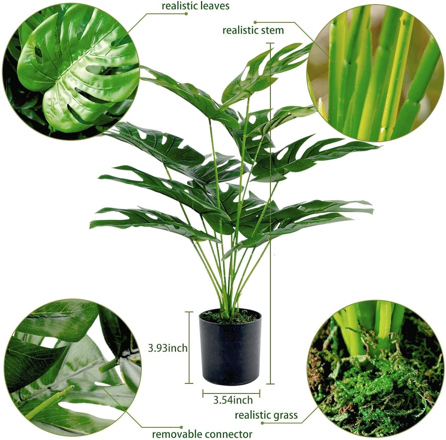 19" Large Fake Plants Artificial Palm Tree in Pot for Indoor and Outdoor Home Office Decor