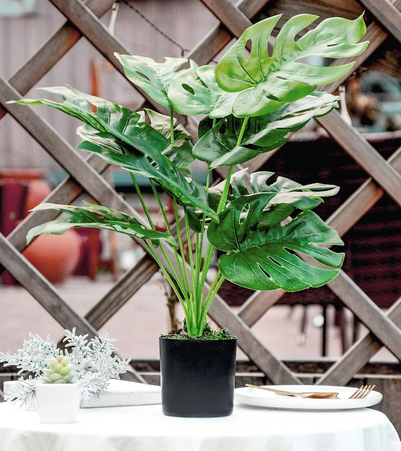 19" Large Fake Plants Artificial Palm Tree in Pot for Indoor and Outdoor Home Office Decor