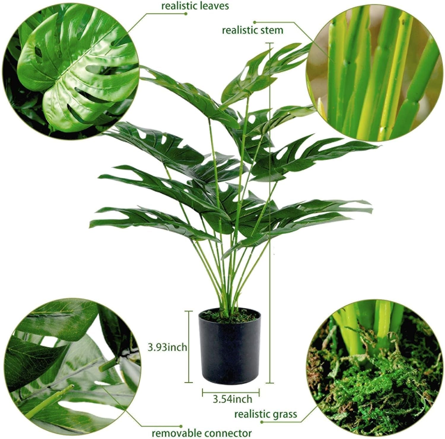 19" Large Fake Plants Artificial Palm Tree in Pot for Indoor and Outdoor Home Office Decor